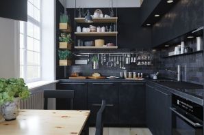 Черная кухня в стиле лофт