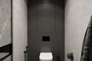 Дизайн туалета в сером цвете