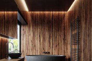 Дизайн ванной комнаты пол под дерево