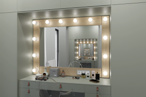 Зеркало с подсветкой в интерьере комнаты