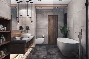 Большая ванная комната в современном исполнении