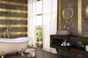 Плитка с золотом ванная комната