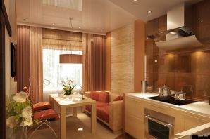 Дизайн кухни гостиной с балконом