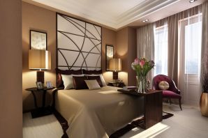 Дизайн комнаты с коричневыми обоями