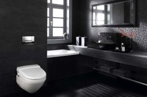 Дизайн ванной комнаты черно белой