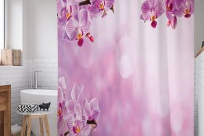 Шторы в ванную с орхидеями