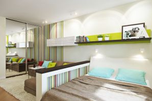 Однокомнатная квартира дизайн с кроватью