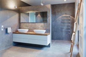 Дизайн ванной под бетон