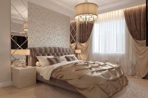 Дизайн бежевой спальни