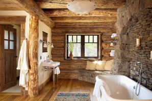 Отделка ванной в деревянном доме внутри