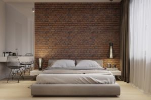 Дизайн спальни с кирпичной стеной