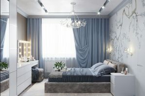 Серо белая спальня дизайн