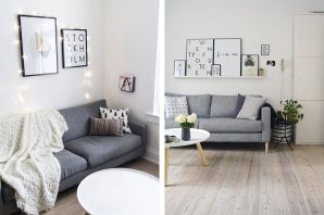 Коричневый диван в скандинавском стиле