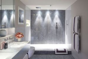 Серый мрамор дизайн ванной комнаты