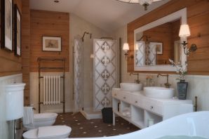 Маленький ванная комната в деревянном доме