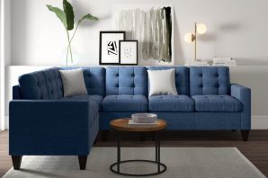 Сине серый диван в интерьере