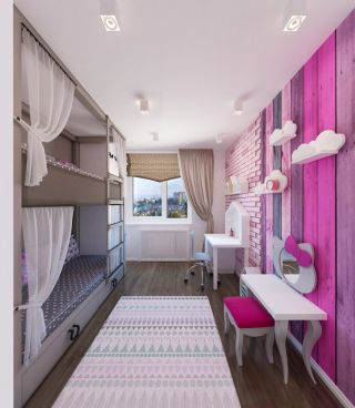 Прямоугольная детская комната для двоих