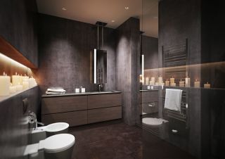 Темная ванная комната дизайн