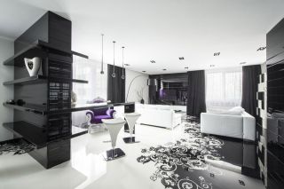 Черно белый интерьер комнаты