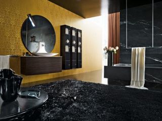 Черно золотая ванная комната
