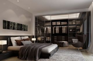 Интерьер спальни с гардеробной