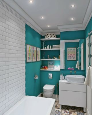 Дизайн ванной с окрашенными стенами
