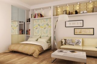 Двуспальная кровать в однокомнатной квартире дизайн