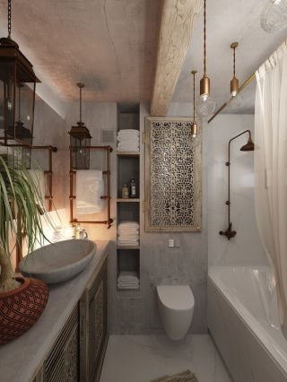 Интерьер ванной комнаты в восточном стиле