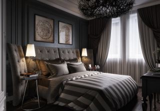 Дизайн спальни в серо коричневых тонах