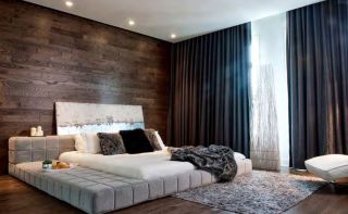 Дизайн спальни с темным ламинатом