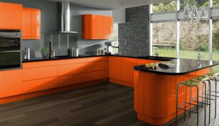 Дизайн кухни в оранжевых тонах