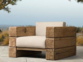 Лофт деревянный диван