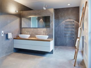 Дизайн ванной под бетон