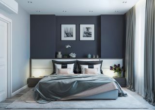 Современный интерьер спальни в серых тонах
