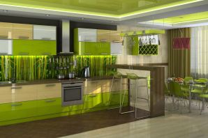 Дизайн кухни в зеленых тонах