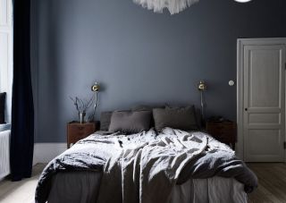 Серо синяя спальня