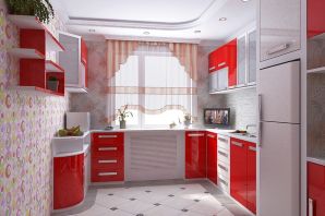 Дизайн кухни в красном цвете