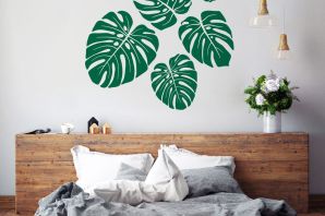 Пальмовые листья в интерьере спальни