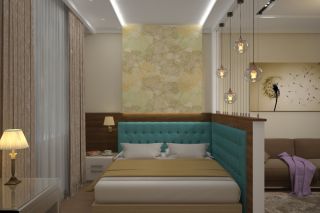Дизайн зала с кроватью