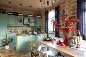Интерьер кухни загородного дома в стиле