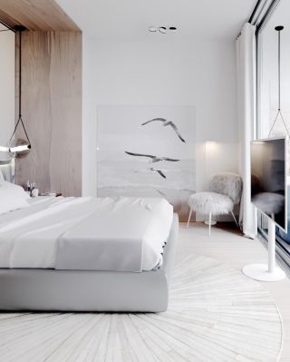 Белая спальня минимализм