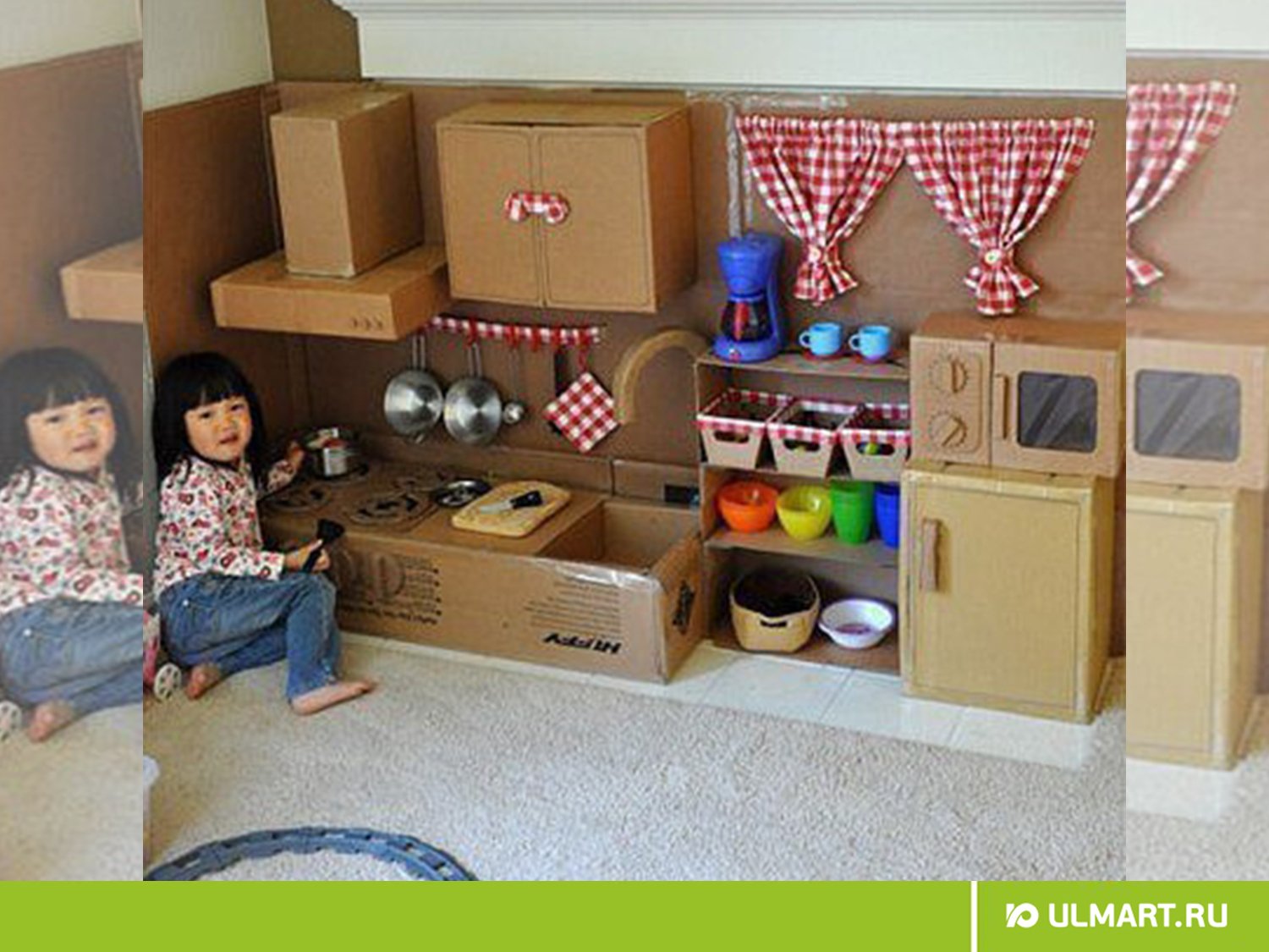 Детская кухня из картонных коробок - идеи подарков