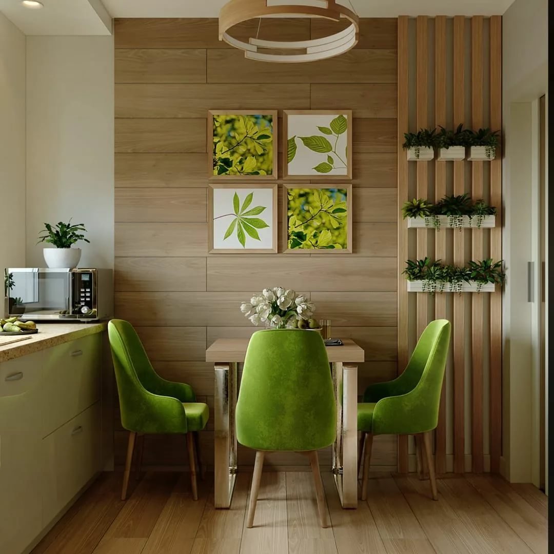 рейки в интерьере кухни на стене