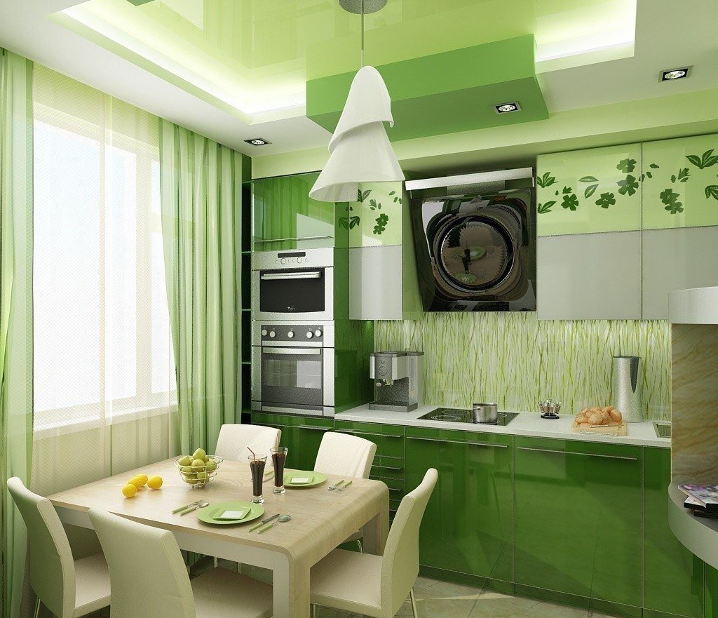 Зеленые кухни на фото, дизайн интерьера кухни в зеленом цвете, купить в Москве