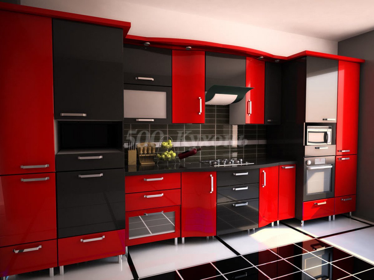 Красно черная кухня: какие элементы кухни выполнить в красном а какие в черном (фото примеры)