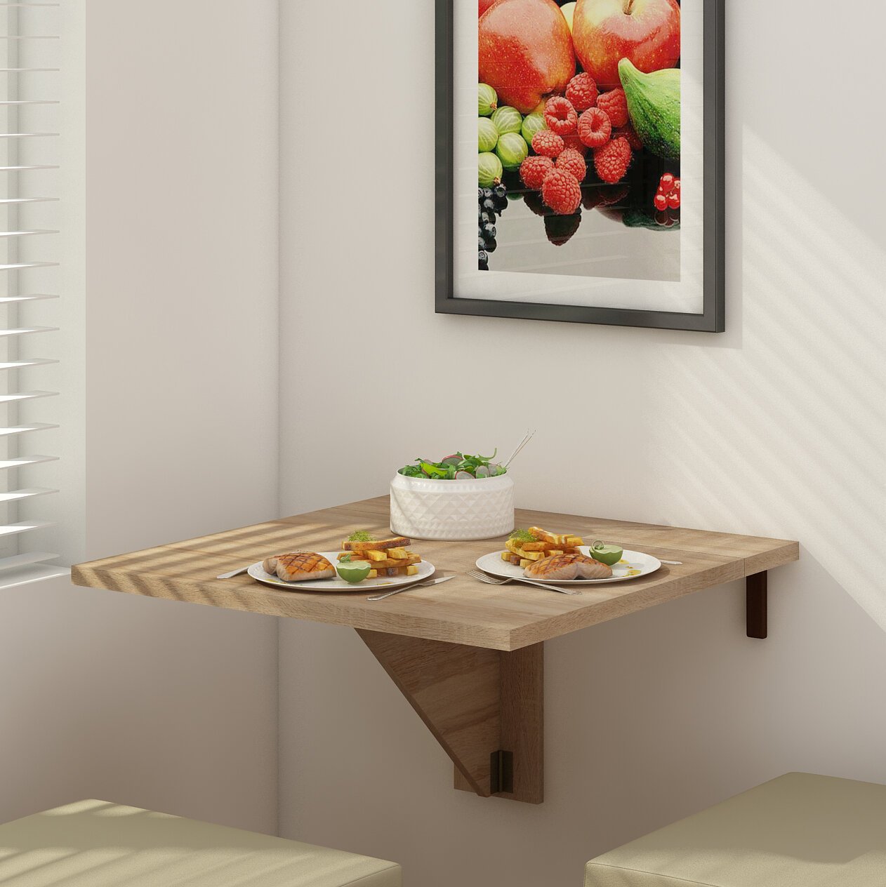 кухонный стол на стене