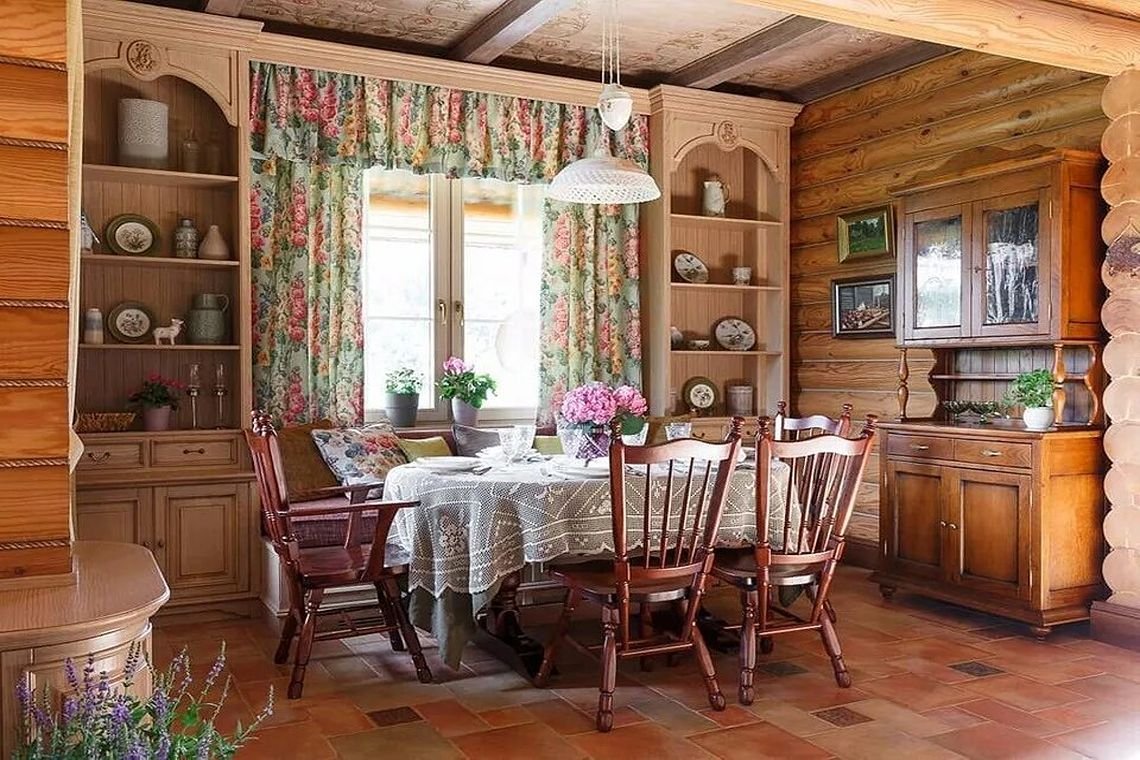 Кухни в русском стиле деревенском
