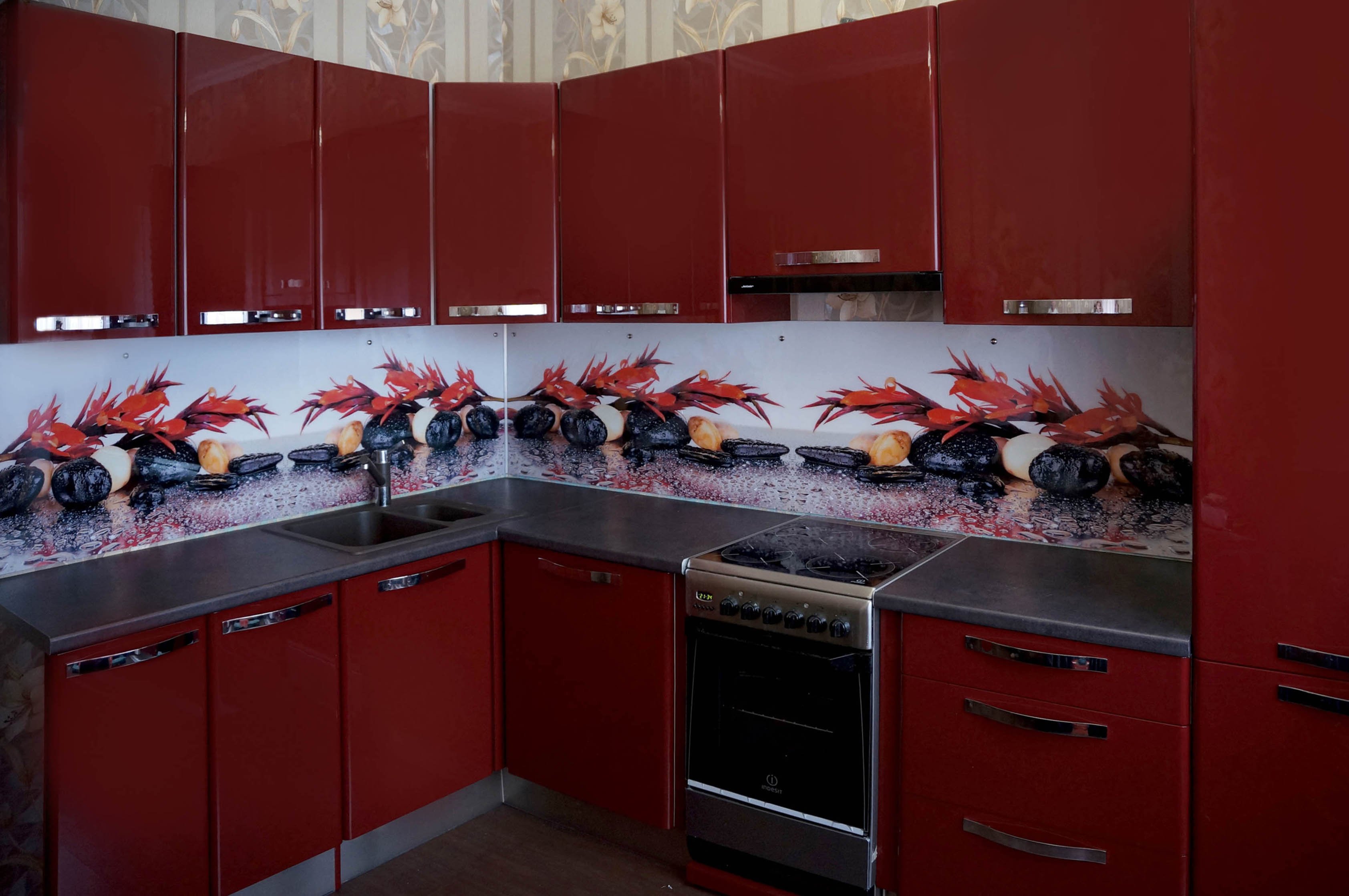 ПВХ кухонные фартуки красного цвета ассортимент