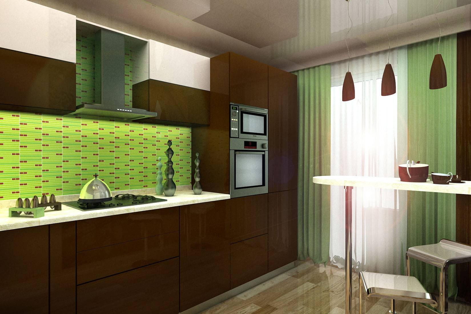 Зеленые обои на кухне. Зеленая кухня. Фисташковая плитка для кухни. Зелено коричневая кухня. Кухня с зеленым фартуком.