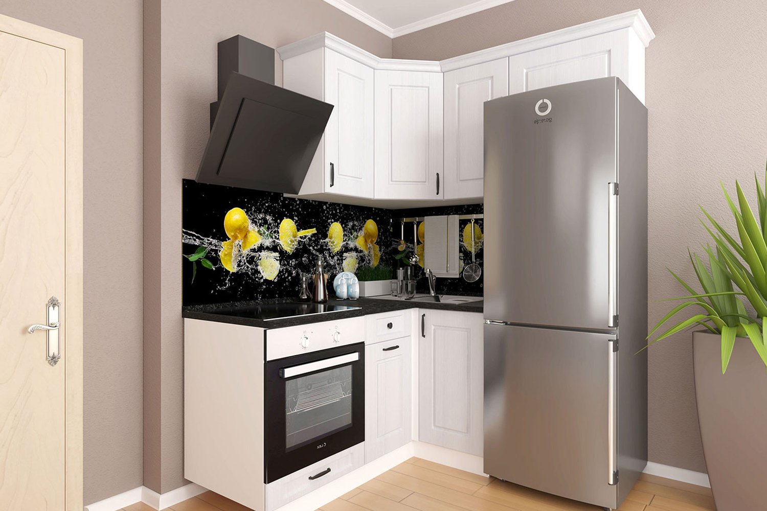 Кухни угловые малогабаритные с холодильником фото